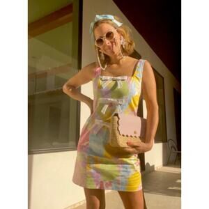 Mestiza New York Tese Mini Dress Watercolor Bow Shift Dress 14